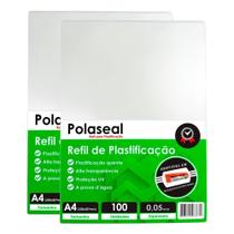 Kit 200un Polaseal A4 0,05mm Plástico para Plastificação