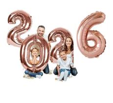 Kit 2026 Decoração Ano Novo Rose Gold Balões Reveillon