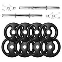Kit 20Kg em Anilhas de Ferro com 2 Barras de Tubo Oca 40cm