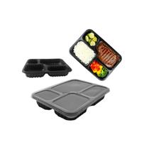 Kit 20U Marmita Preta 4 Divisões 1225ml PP Refeição Delivery