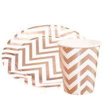 Kit 20un Prato Copo Papel Festas Zig ZAg Rose