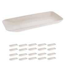 Kit 20un travessa retangular p/ petiscos petisqueira bege