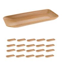 kit 20UN TRAVESSA RETANGULAR PARA PETISCOS marrom claro