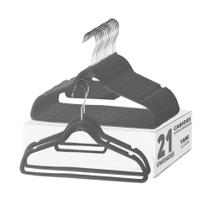 Kit 21 Cabides De Veludo Organizador Roupa Armário Cabideiro