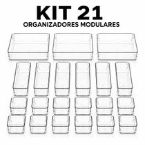 Kit 21 Cestos Organizadores de Gavetas e Geladeiras Multiuso Modular Acrilico Porta Maquiagem Kit 21 Cestos Organizadores de Gavetas e Geladeiras Multiuso Modular Acrilico Porta Maquiagem