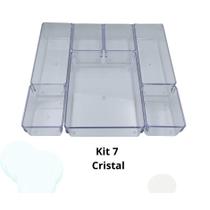 Kit 21 Organizador Multiuso Modular Gavetas Acrílico Cristal Maquiagem Escritório Geladeira Kit 21 Organizador Multiuso Modular Gavetas Acrílico Cristal Maquiagem Escritório Geladeira