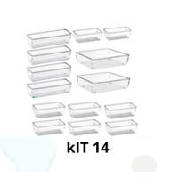 Kit 21 Organizador Multiuso Modular Gavetas Acrílico Cristal Maquiagem Escritório Geladeira Kit 21 Organizador Multiuso Modular Gavetas Acrílico Cristal Maquiagem Escritório Geladeira