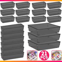 Kit 21 Organizadores Acrílico Gaveta Multiuso Porta Talher Maquiagem Kit 21 Organizadores Acrílico Gaveta Multiuso Porta Talher Maquiagem