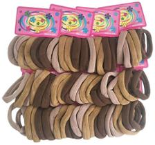 Kit 216 Elásticos De Cabelo Rabicó Xuxinha Tons De Marrom