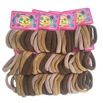 Kit 216 Elásticos De Cabelo Rabicó Xuxinha Tons De Marrom