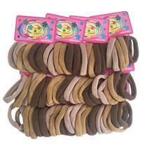 kit 216 Elásticos De Cabelo Rabicó Xuxinha Tons de Marrom