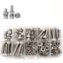 Kit 216 parafusos soquete hexagonal allen porca arruela inox Kit 216 parafusos soquete hexagonal allen porca arruela inox