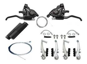 Kit 21v Bike Passador Freio V-brake Aluminio Manopla Cabos Kit 21v Bike Passador Freio V-brake Aluminio Manopla Cabos