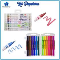 Kit 22 Caneta Pen Brush Brush Pen Metalica + Cores Simples Lettering Boju Planner
