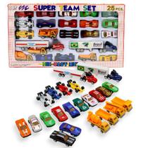 Kit 22 Carrinhos de Corridas Em Miniatura Brinquedos Coloridos Super Team Set