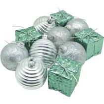 Kit 22 Peças Tubo Natalino Enfeite Árvore Natal Verde 5cm Kit 22 Peças Tubo Natalino Enfeite Árvore Natal Verde 5cm