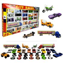 Kit 23 Mini Carrinhos Colecionáveis Infantil Miniatura Carro