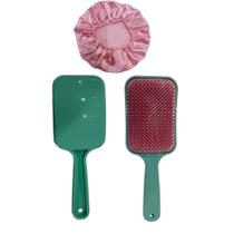 Kit 24 = 12 escovas Raquetão e 12 toucas de Cetim para cabelo todas no saquinho separadas
