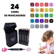 Kit 24/36/48 Canetas Canetinhas Aquarela ponta dupla Ideal para pintar, desenhar e escrever