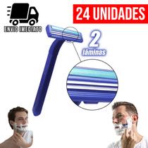 Kit 24 Aparelho de Barbear Descartável com 2 Lâminas e Lubrificante Barba Cabelo e Corpo