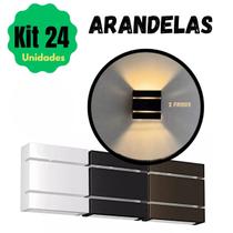 Kit 24 Arandelas 2 Frisos Facho Duplo Luminária Decorativa Interna e Externa para Jardim, Muro, Piscina e Corredor Cores Marrom, Preto