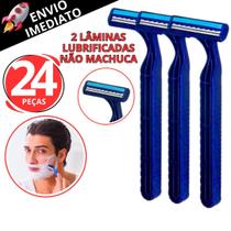 Kit 24 Barbeador Aparelho De Barbear 2 Lâminas Lubrificadas Para Homem ou Mulher Não Machuca