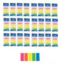 Kit 24 Bloco Adesivo Marcador De Páginas Neon 5 Cores Reto