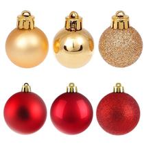 Kit 24 Bola Dourada Vermelha Enfeite Arvore Natal Luxo 5 CM