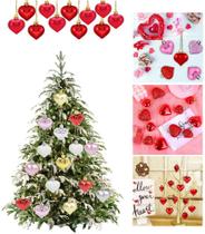 Kit 24 Bola Formato De Coração Decoração Árvore De Natal 4cm Kit 24 Bola Formato De Coração Decoração Árvore De Natal 4cm