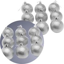 Kit 24 Bolas Natal Prata Enfeite Natalino Árvore Natal 60mm Kit 24 Bolas Natal Prata Enfeite Natalino Árvore Natal 60mm