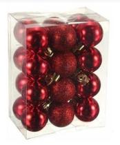 Kit 24 Bolas Vermelhas 3cm Enfeite Plásticas Arvores Natal