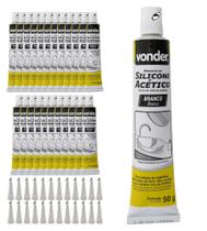 Kit 24 Borracha Silicone Acético 50g Para Reparo Manutenção Uso Geral