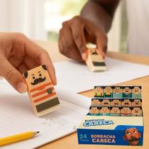 Kit 24 Borrachas Escolar Careca Divertida Carinha Borrão Apagar Infantil Apagar Lápis Material