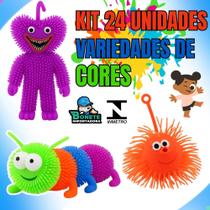 Kit 24 Brinquedos Sortidos Sensorial de Borracha com Luz Modelos e Cores Variadas