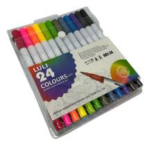 Kit 24 Brush Caneta Pen Ponta Pincel Lettering Canetinha