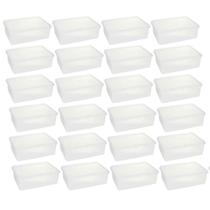 Kit 24 Caixas Organizadoras 3,5L Plasvale Cestos Plásticos com Tampa Retangulares Kit 24 Caixas Organizadoras 3,5L Plasvale Cestos Plásticos com Tampa Retangulares