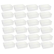 Kit 24 Caixas Organizadoras 3,5L Plasvale Cestos Plásticos com Tampa Retangulares