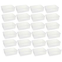 Kit 24 Caixas Organizadoras 3,5L Plasvale Cestos Plásticos com Tampa Retangulares