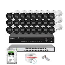 Kit 24 Câmeras Segurança IP Intelbras Vip1130B Bullet Nvd 32 Canais 3tb+Switch Poe sf2421