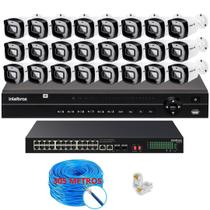 Kit 24 Câmeras Segurança IP Intelbras Vipc 1230B Bullet Nvd 32 Canais Switch Poe s1128g pa