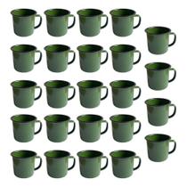 Kit 24 Canecas Esmaltada Verde Pequena Mini 80ml Chá Café caneca retro casa de vó xicara para molhos Copo esmaltado verde para bares