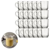 Kit 24 Canecas Vidro Liso 250ML Resistente Café Chocolate Quente