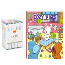 Kit 24 Caneta Marcador Duas Pontas + Bobbie Goods Antistress