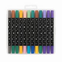 Kit 24 Canetas Dupla Ponta Glitter 48 Cores Brilhantes Para Lettering, Arte E Anotações