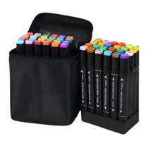 Kit 24 Canetas Marcador Ponta Dupla Permanente Estojo De Luxo Touch Para Desenho Com Bag