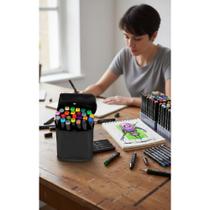 Kit 24 Canetas Marcador Ponta Dupla Profissional P/ Desenho