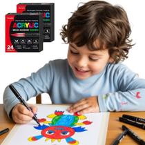 Kit 24 Canetinhas Acrylica De Colorir Textura Desenho Kit 24 Canetinhas Acrylica De Colorir Textura Desenho