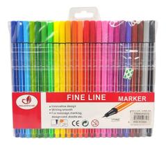 Kit 24 Canetinhas Ponta Fina 0.4mm Fineliner Caneta Marcadora Colorida Desenho Lettering