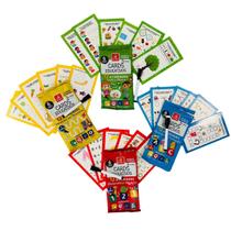 Kit 24 Cards Educativos Escreva e Apague Multidisciplinar: Português, Matemática, Raciocínio Lógico, Ciências 16x9 cm