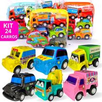 Kit 24 Carrinhos de Brinquedo Fricção Kit Com Carros + Bolsa